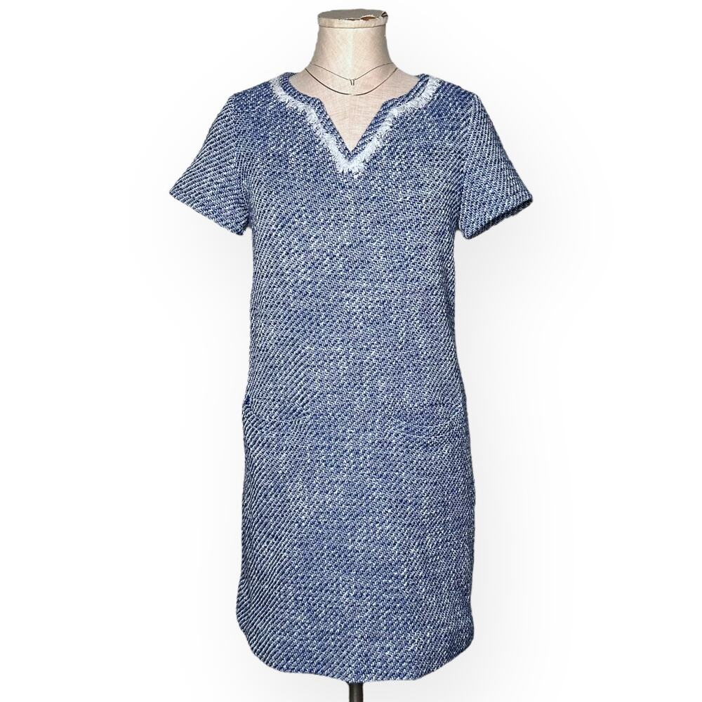 KATE SPADE Tweed Sheath Mini Dress Blue Career Office Cocktail Classic Preppy 4 - Picture 2 of 11